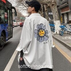 Softboy Flower Half Sleeve Harajuku Shirt
