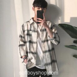 Softboy Harajuku Loose Plaid Shirt