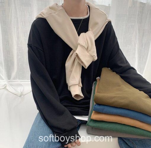 Softboy Casual Harajuku Solid Sweatshirt (Many Colors) 5