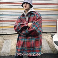 Softboy Streetwear Plaid Wool Jacket