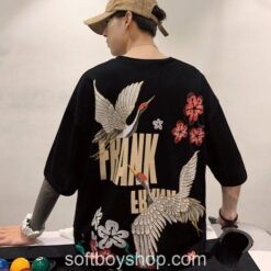 Softboy Japanese Streetwear Crane T Shirt