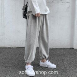 Men Casual Solid Cotton Closed Bottom Sweat Pant