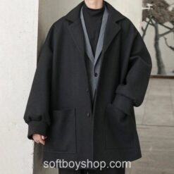 Softboy Korean Style Solid Winter Wool Trench Coat