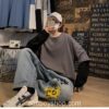 Fake Two Pieces Patchwork Oversized Long Sleeve T Shirt