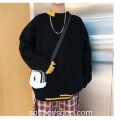 Softboy Asymmetrical Stripe Patchwork Sweater