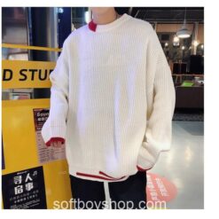 Softboy Asymmetrical Stripe Patchwork Sweater