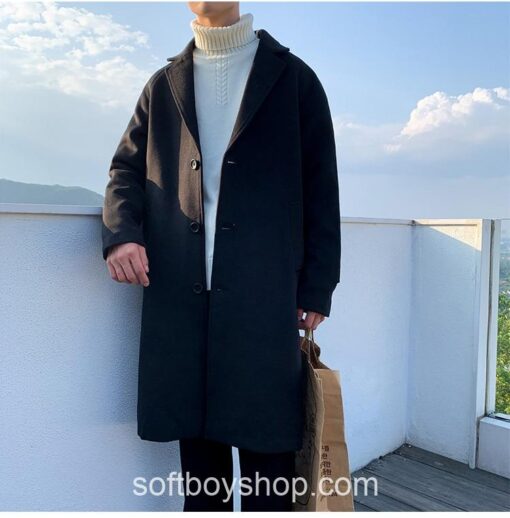 Softboy Casual Winter Wool Long Coat