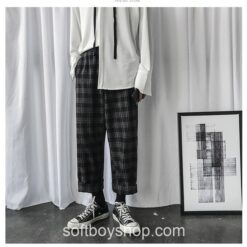 Softboy Korean Style Plaid Casual Pant