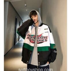 Softboy Men Patchwork Hip Hop Bomber Jacket