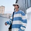 Softboy Oversized Casual Striped Sweater