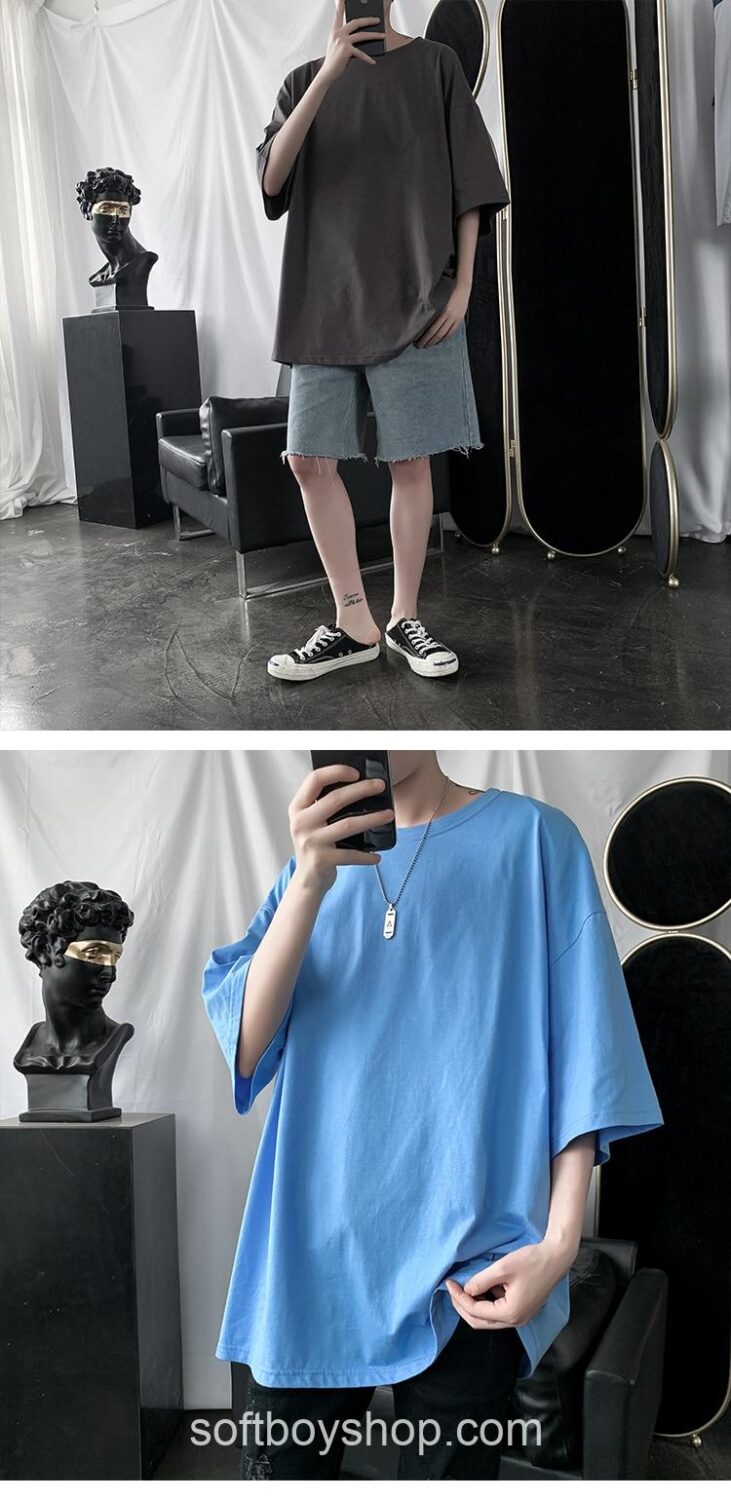 Softboy Oversized Solid Half Sleeve T Shirt (Many Colors)