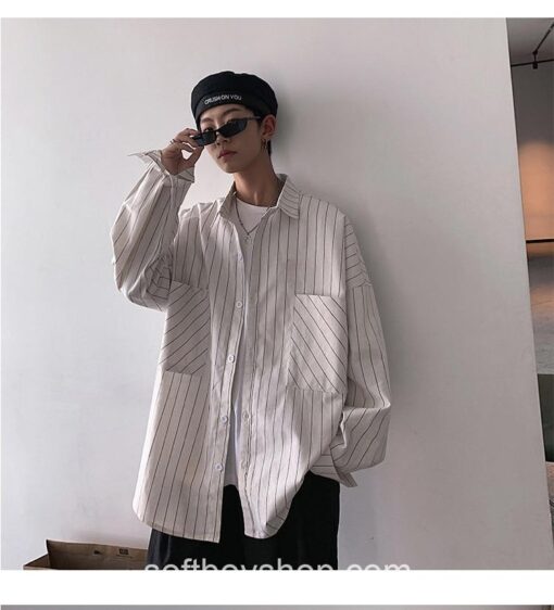 Softboy Oversized Striped Casual Shirt