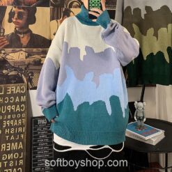 Softboy Painting Knitted Turtleneck Sweater Sweater