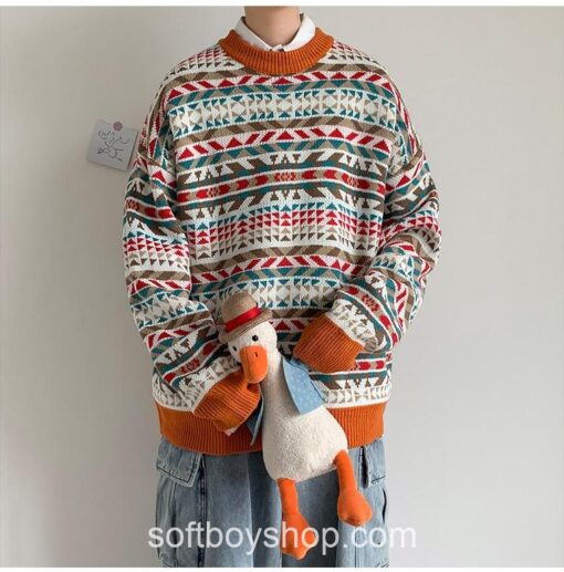 Softboy Pattern Winter Knitted Sweater