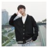Softboy Solid Color Cardigan Knitted Sweater