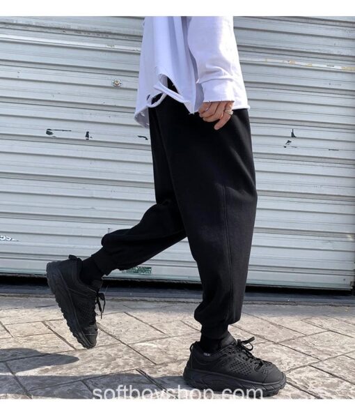 Softboy Solid Color Harajuku Closed Bottom Loose Pants