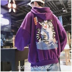 Softboy Streetwear Japan Cat Hooded Hoodie