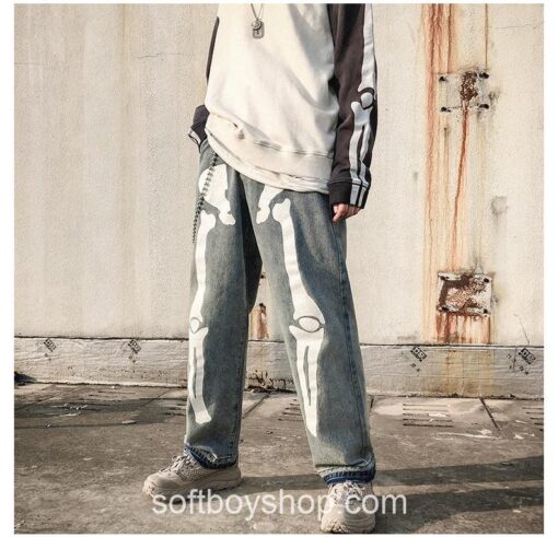 Softboy Streetwear Skeleton Jeans Pant
