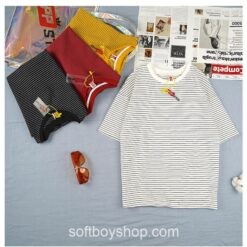 Softboy Striped Cotton Short Sleeve T Shirt