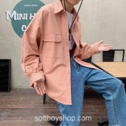 Softboy Two Pockets Solid Long Sleeve Shirt
