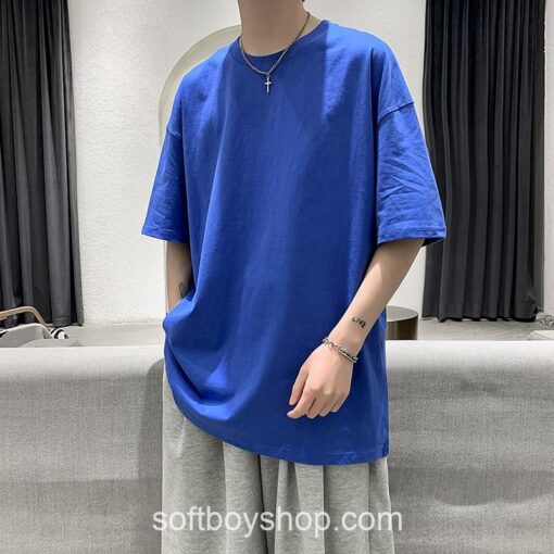 Softboy Oversized Soft Boy Solid Colorful O-Neck T Shirts 2