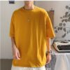 Embrodiery Softboy Color Text Solid Graphic T-Shirt 11