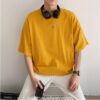 Embrodiery Softboy Color Text Solid Graphic T-Shirt 12