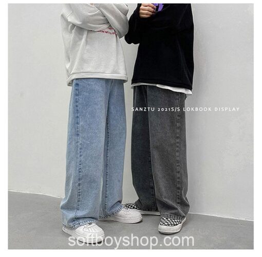 Korean Streetwear Softboy Wide Legs Baggy Jean 5