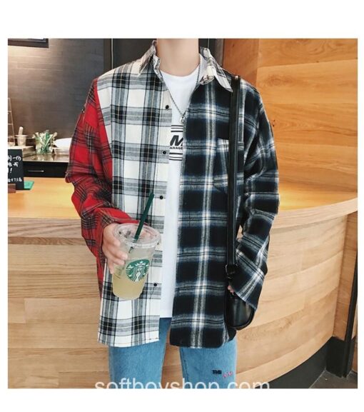 Softboy Patchwork Designer Shirt Long Sleeve Hip Hop Shirt 12