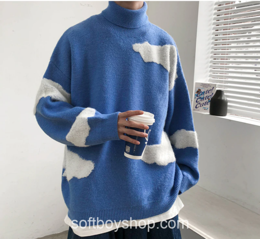 Softboy Turtleneck Colorful Harajuku Knitted Oversized Sweater 1
