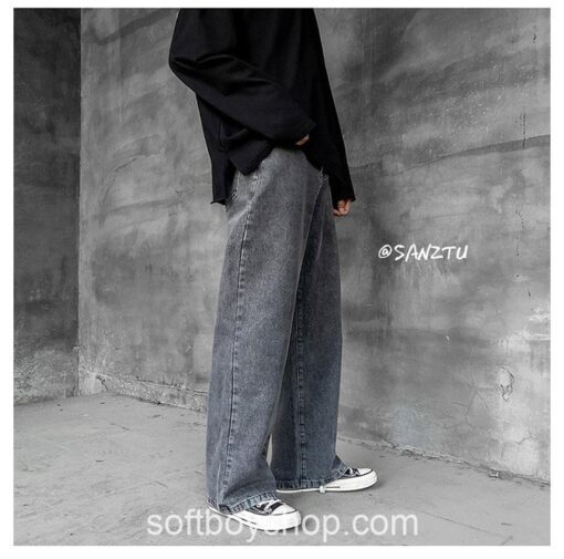 Korean Streetwear Softboy Wide Legs Baggy Jean 9