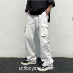 Softboy Solid Cargo Baggy Y2k Joggers Pant