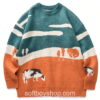 Softboy Cows Harajuku Knitted Kawaii Sweater 4