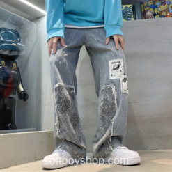 Patchwork Baggy Softboy Y2k Low Rise Vintage Streetwear Jean