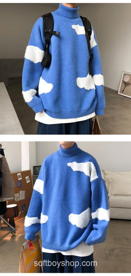 Softboy Turtleneck Colorful Harajuku Knitted Oversized Sweater 12