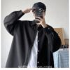Softboy Korean Fashion Long Sleeve Harajuku Black Oversized Shirt 11