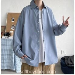 Softboy Korean Fashion Long Sleeve Harajuku Black Oversized Shirt 15