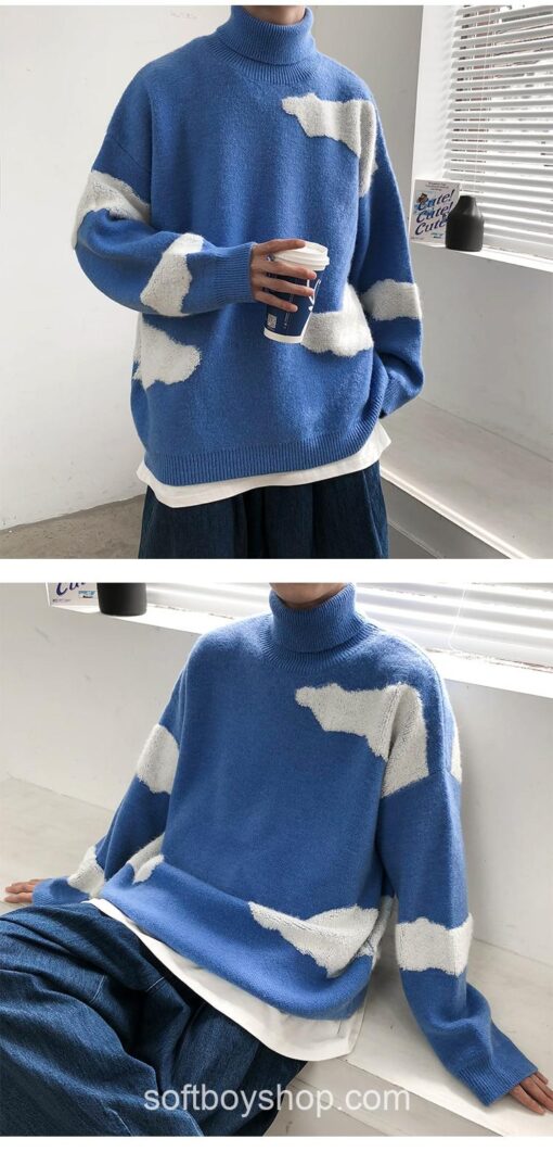 Softboy Turtleneck Colorful Harajuku Knitted Oversized Sweater 11