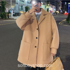 Men Korean Fashion Wool Trench Coat