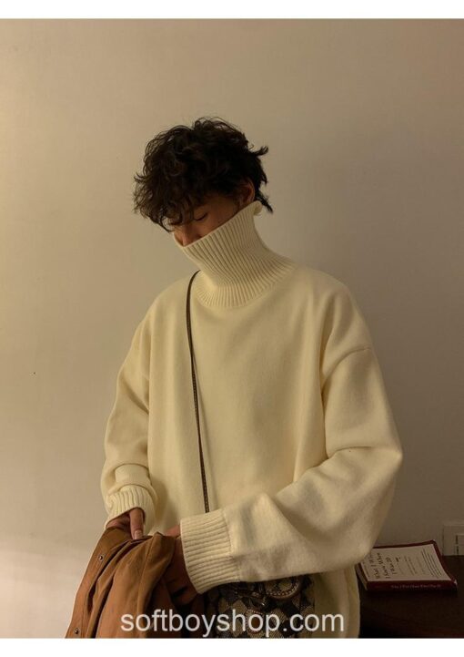 Soft Boy Men Harajuku Knitted Turtleneck Sweater 24