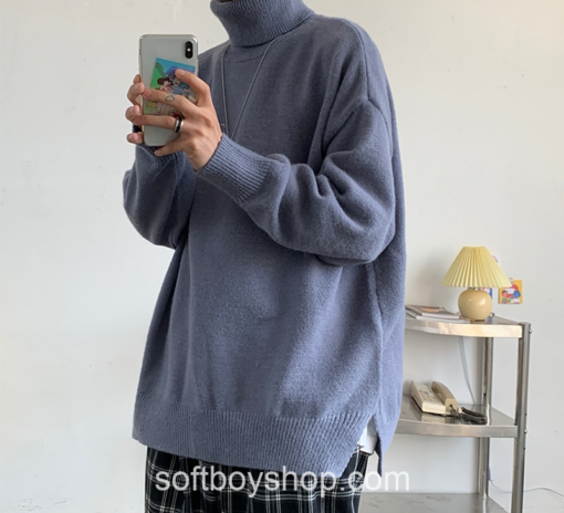 Men Many Color Turtleneck Knitted Sweater