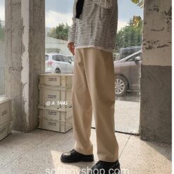 Street Functional Soft Boy Casual Cargo Khaki Pants 8
