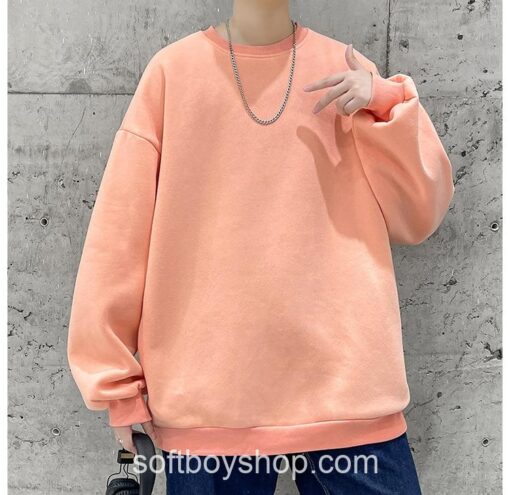 Softboy Streetwear Solid Color Japan Style Sweatshirt 26
