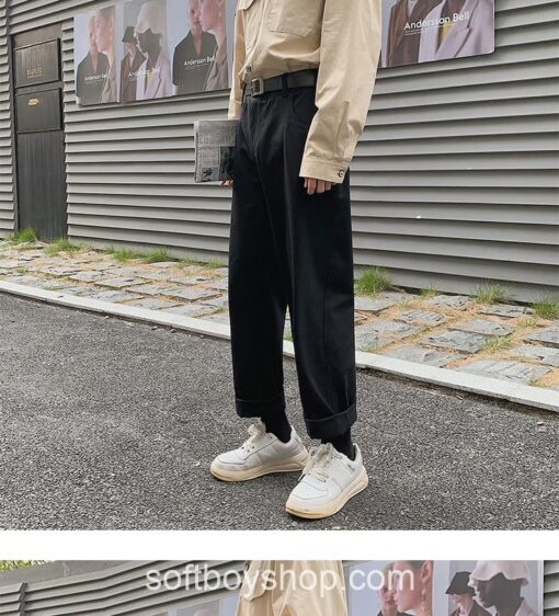 Street Functional Soft Boy Casual Cargo Khaki Pants 17