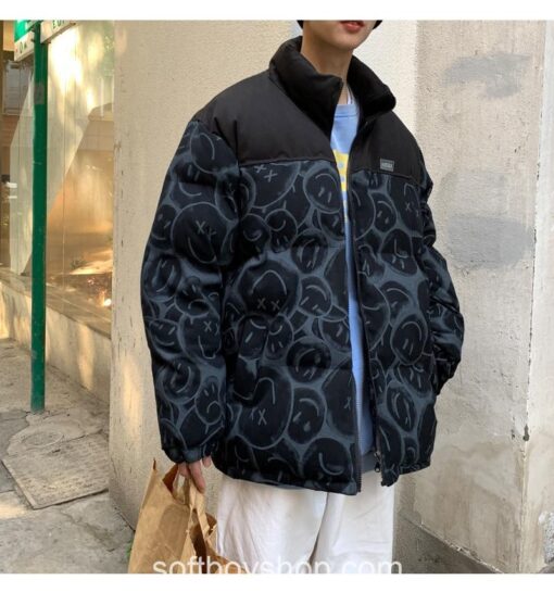 Men Japanese Streetwear Smile Softboy Puffer Jacket 14