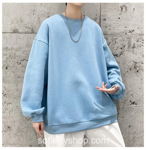 Softboy Streetwear Solid Color Japan Style Sweatshirt 23