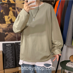 Men Many Colors Solid Long Sleeve Oversized T Shirt 2