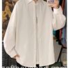 Button Up Oversized Shirt Solid Long Sleeve Harajuku Shirt 10