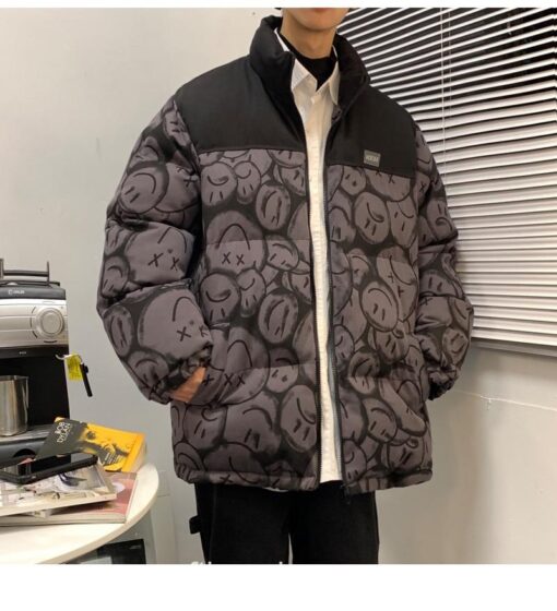 Men Japanese Streetwear Smile Softboy Puffer Jacket 17