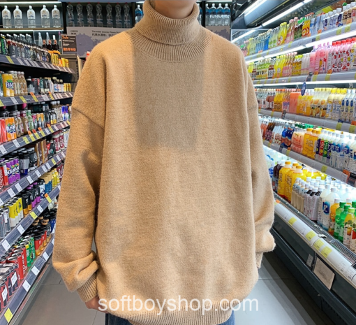Elastic Solid Many Colors Turtleneck Knitted Soft Boy Sweater 4